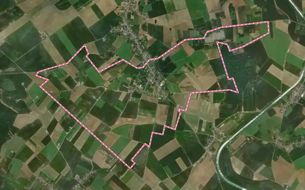 Vue satellite de Écuvilly avec ses contours administratifs