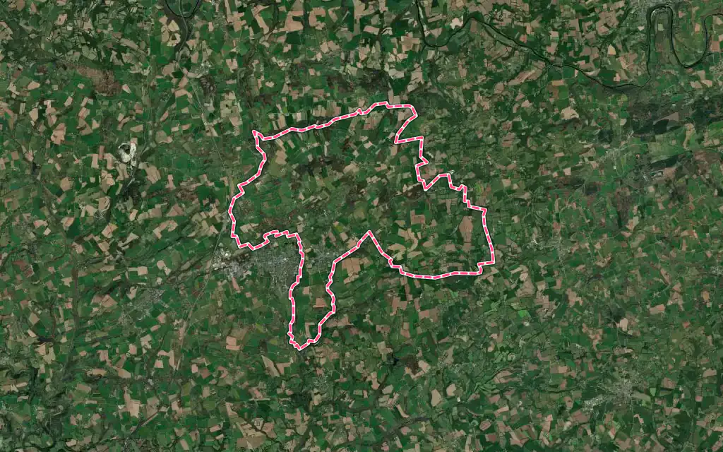 Vue satellite de Edern avec ses contours administratifs