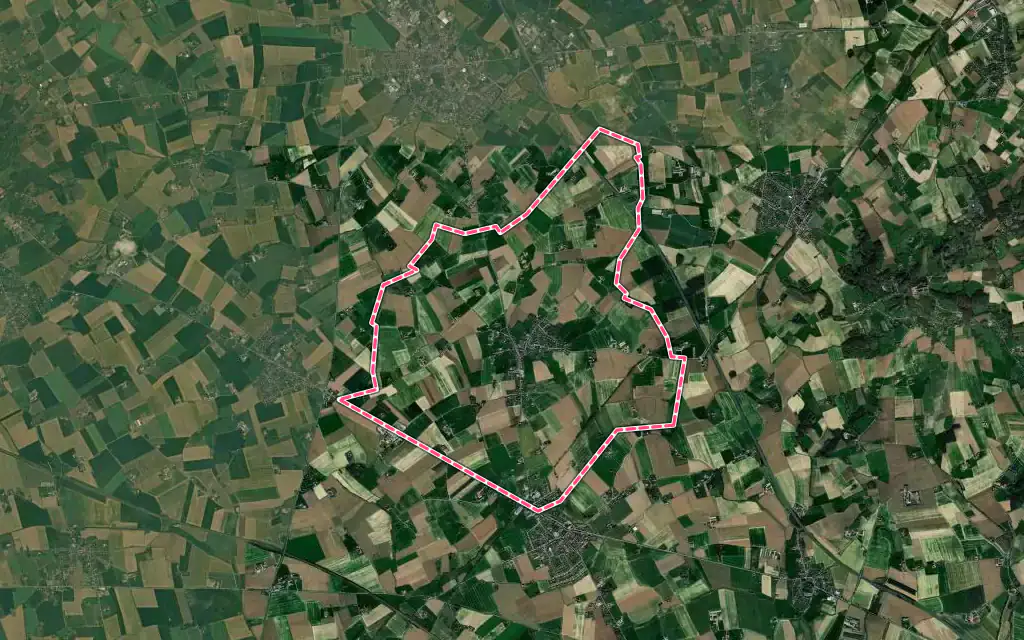 Vue satellite de Eecke avec ses contours administratifs
