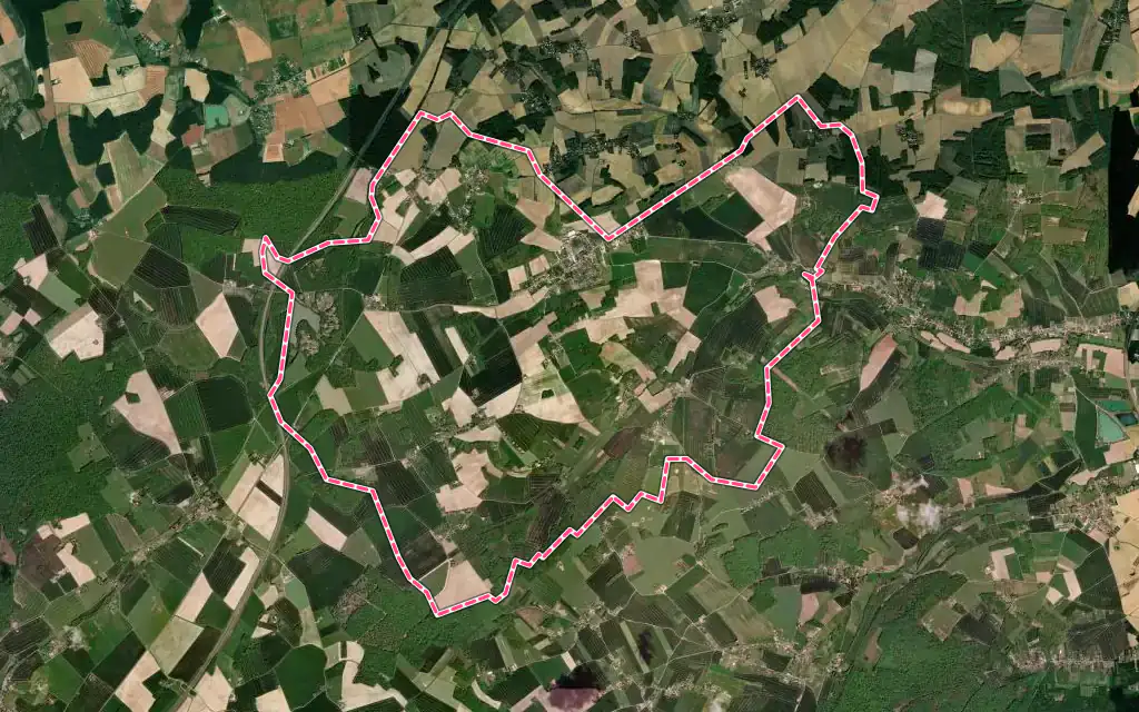 Vue satellite de Égriselles-le-Bocage avec ses contours administratifs
