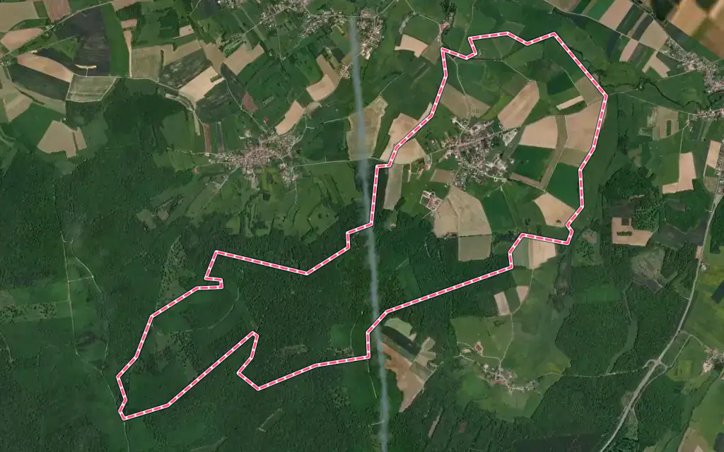 Vue satellite de Éhuns avec ses contours administratifs