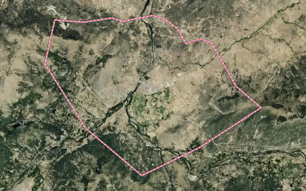 Vista satélite de El Barco de Ávila con su contorno administrativo