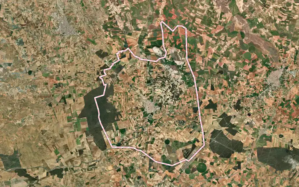 Vista satélite de El Provencio con su contorno administrativo