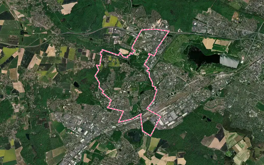 Vue satellite de Élancourt avec ses contours administratifs
