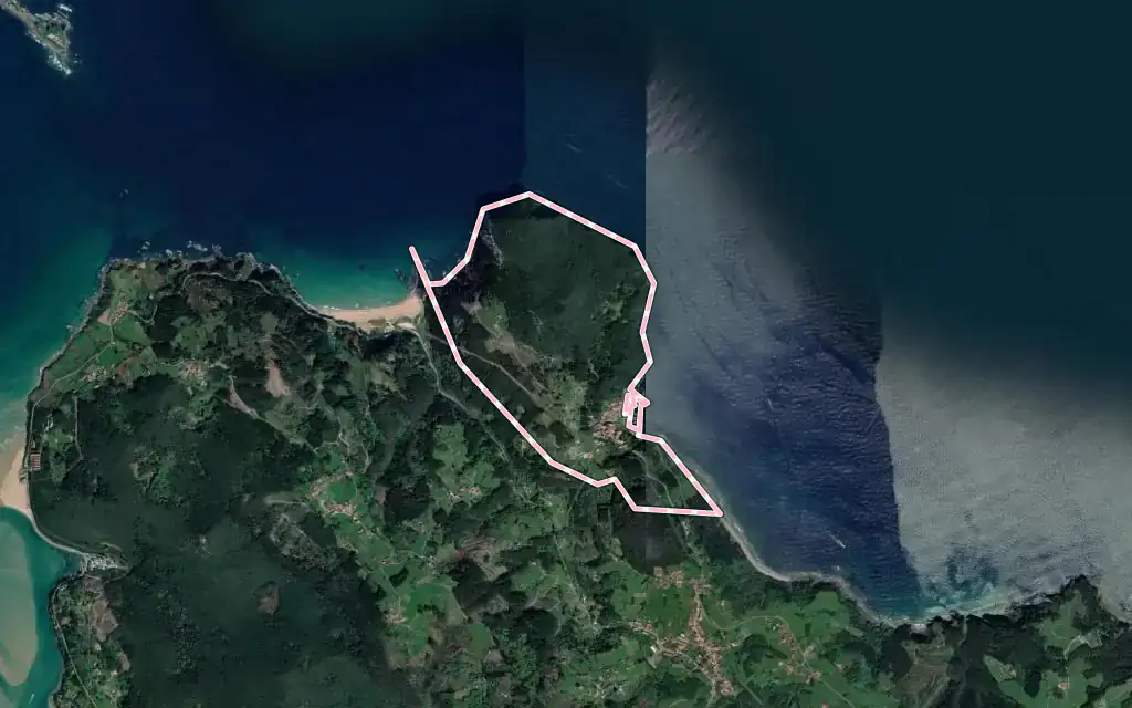 Vista satélite de Elantxobe con su contorno administrativo