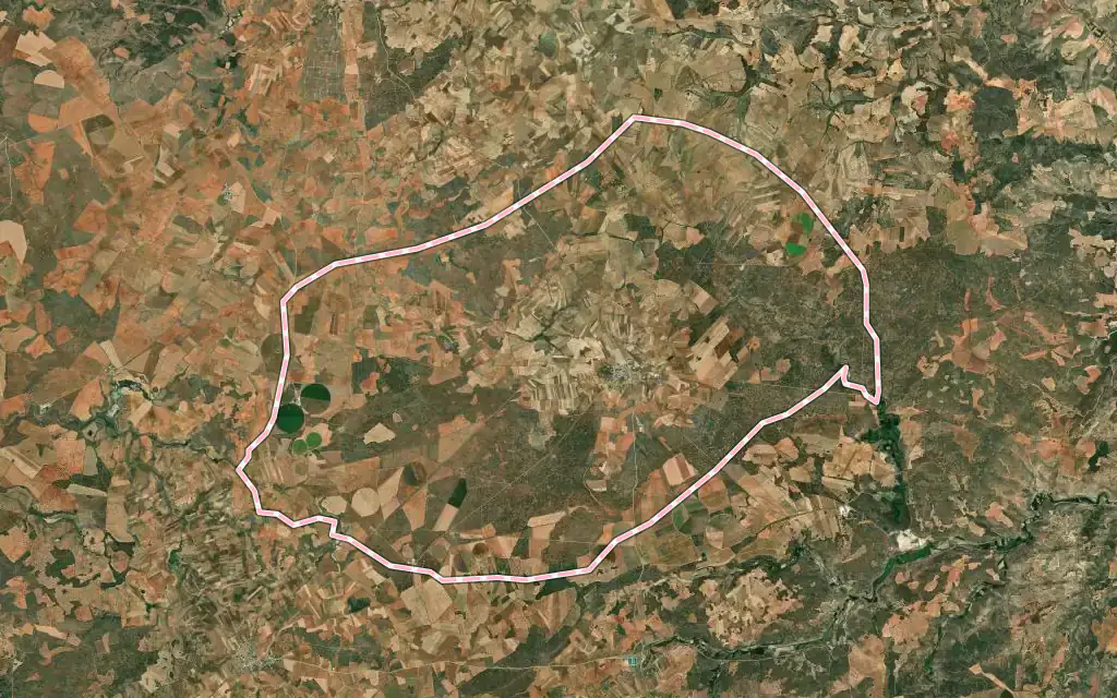 Vista satélite de El Ballestero con su contorno administrativo