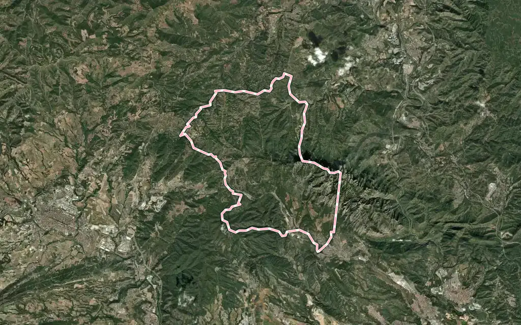 Vista satélite de el Bruc con su contorno administrativo