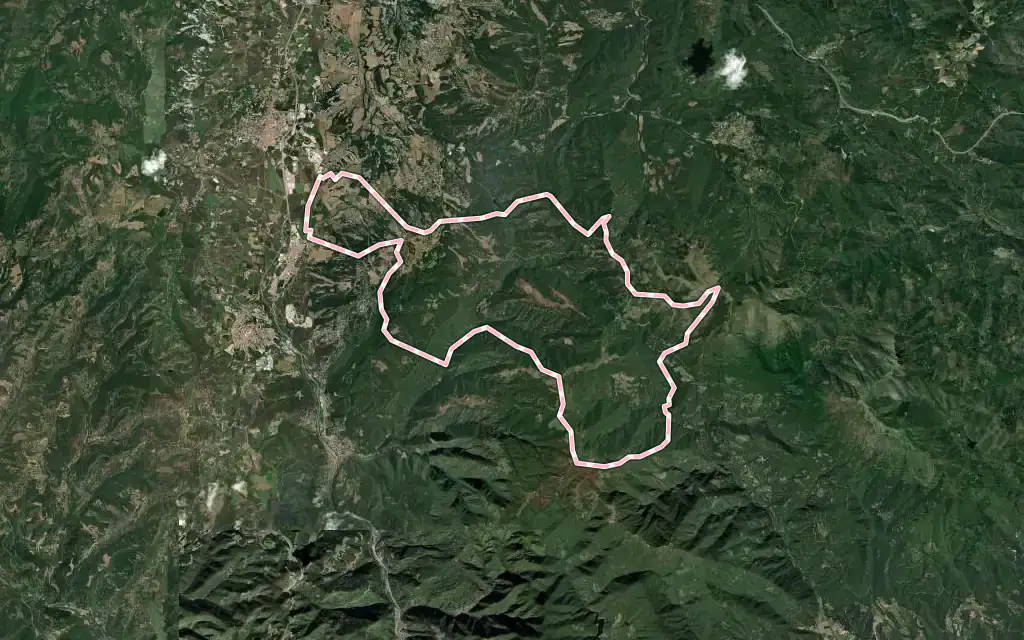 Vista satélite de el Brull con su contorno administrativo