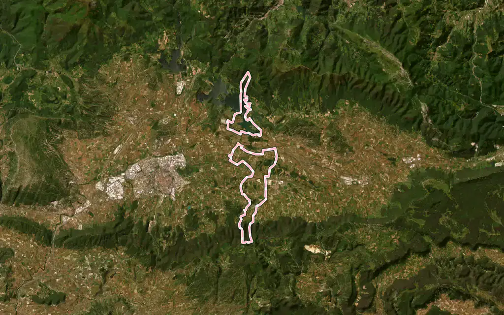Vista satélite de Elburgo / Burgelu con su contorno administrativo