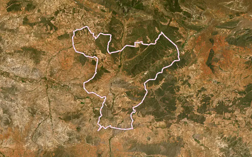 Vista satélite de El Burgo de Osma-Ciudad de Osma con su contorno administrativo