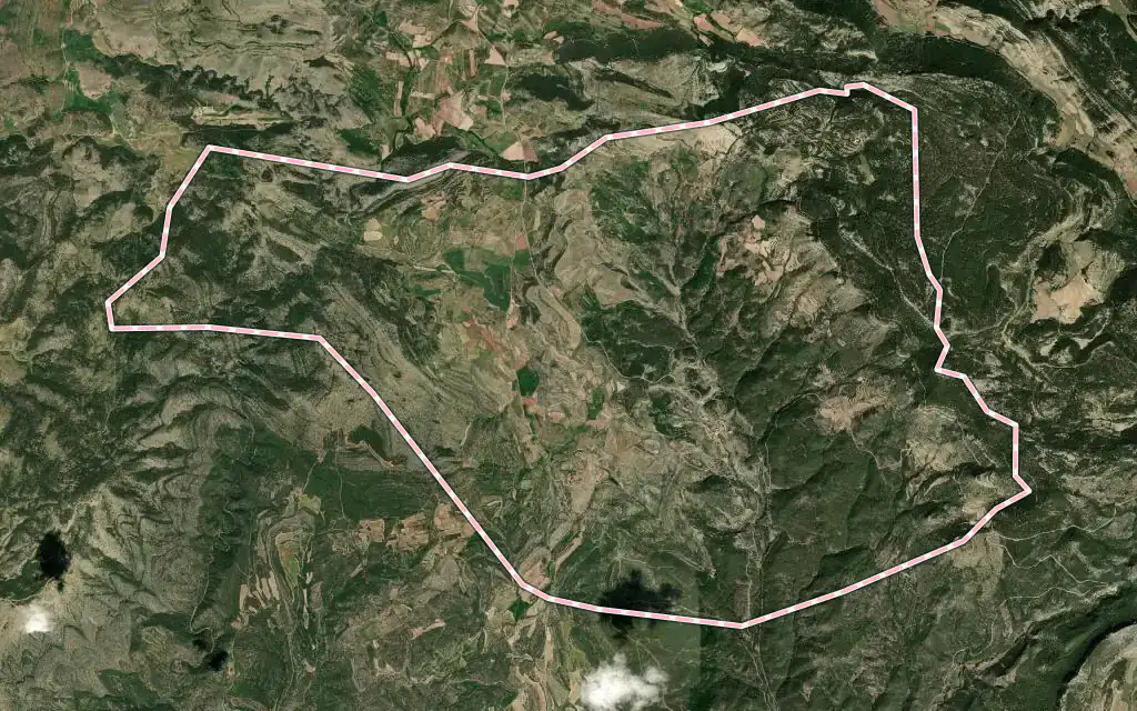 Vista satélite de El Castellar con su contorno administrativo