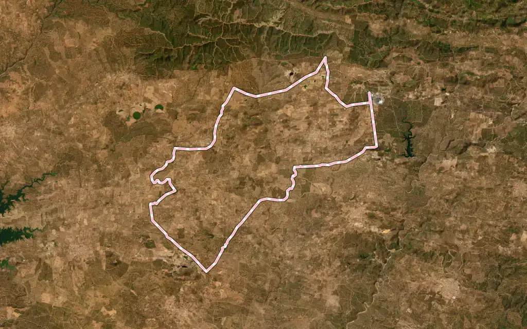 Vista satélite de El Cerro de Andévalo con su contorno administrativo
