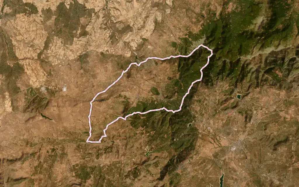 Vista satélite de El Espinar con su contorno administrativo