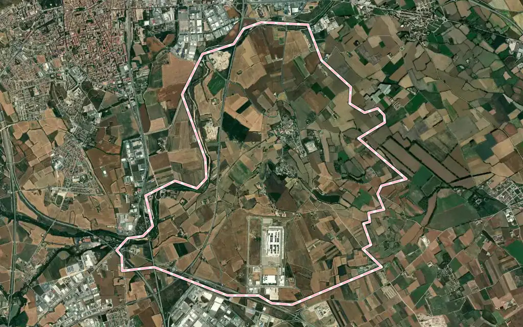 Vista satélite de el Far d'Empordà con su contorno administrativo