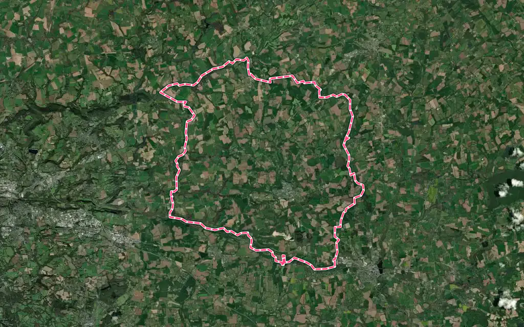 Vue satellite de Elliant avec ses contours administratifs