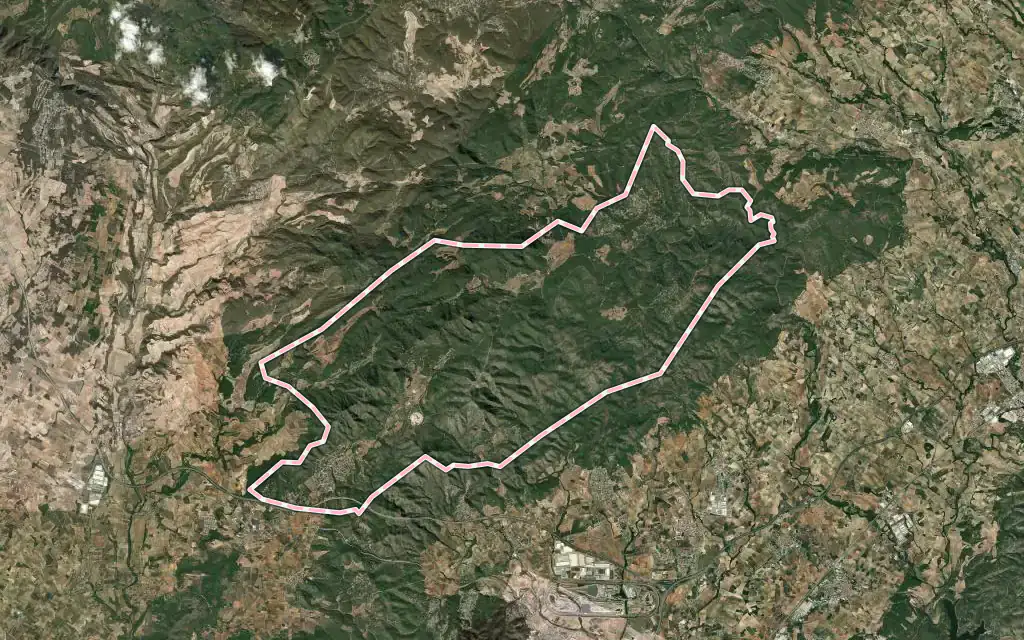 Vista satélite de el Montmell con su contorno administrativo