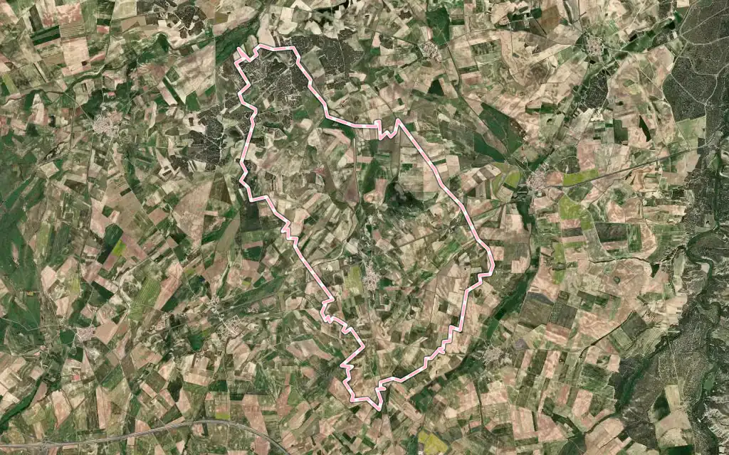 Vista satélite de El Oso con su contorno administrativo