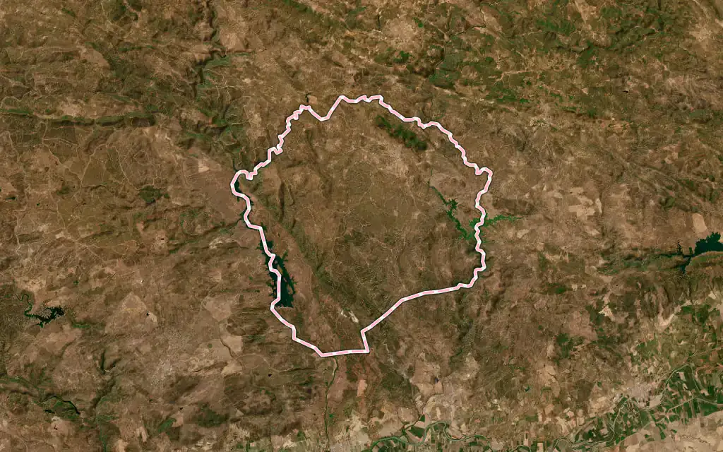 Vista satélite de El Pedroso con su contorno administrativo