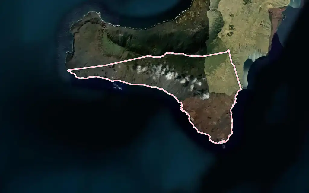 Vista satélite de El Pinar de El Hierro con su contorno administrativo