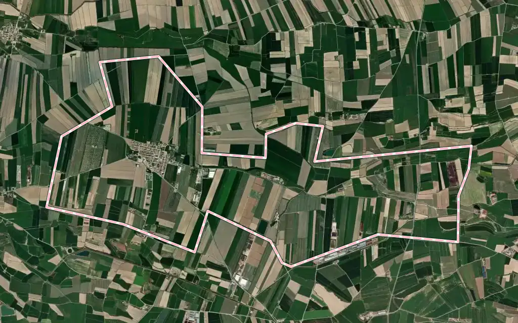 Vista satélite de el Poal con su contorno administrativo