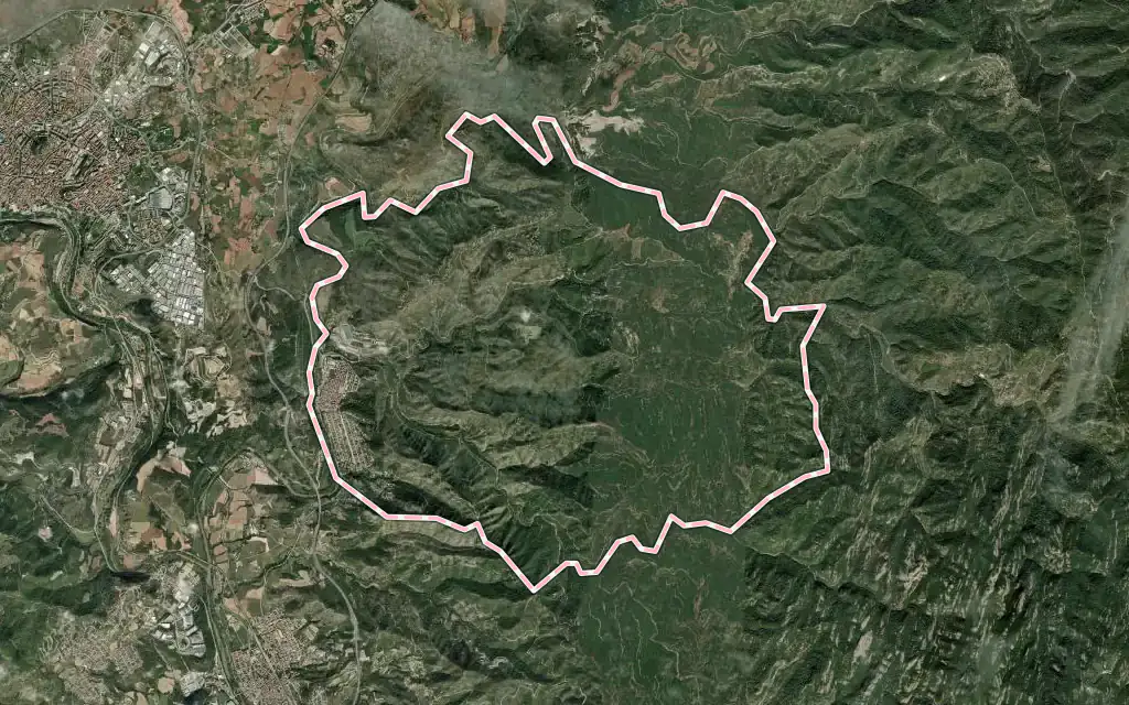 Vista satélite de el Pont de Vilomara i Rocafort con su contorno administrativo