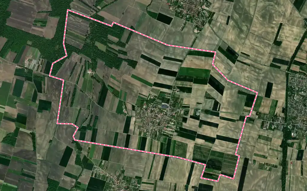 Vue satellite de Elsenheim avec ses contours administratifs