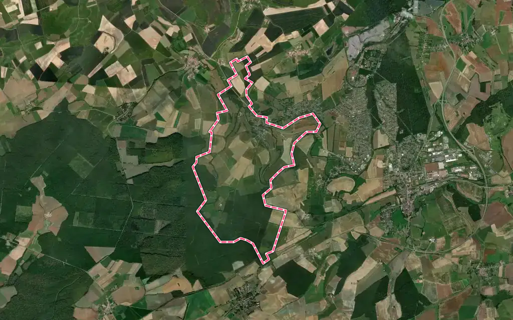 Vue satellite de Elvange avec ses contours administratifs