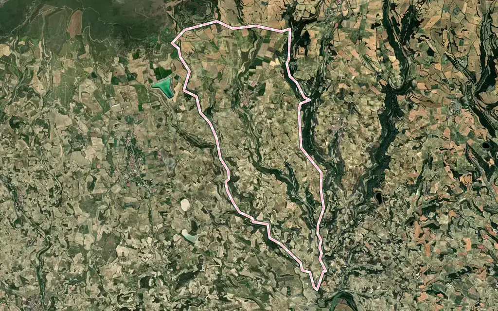 Vista satélite de Elvillar / Bilar con su contorno administrativo