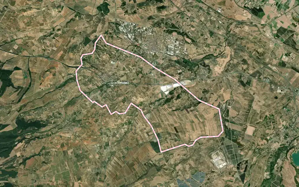 Vista satélite de El Villar de Arnedo con su contorno administrativo