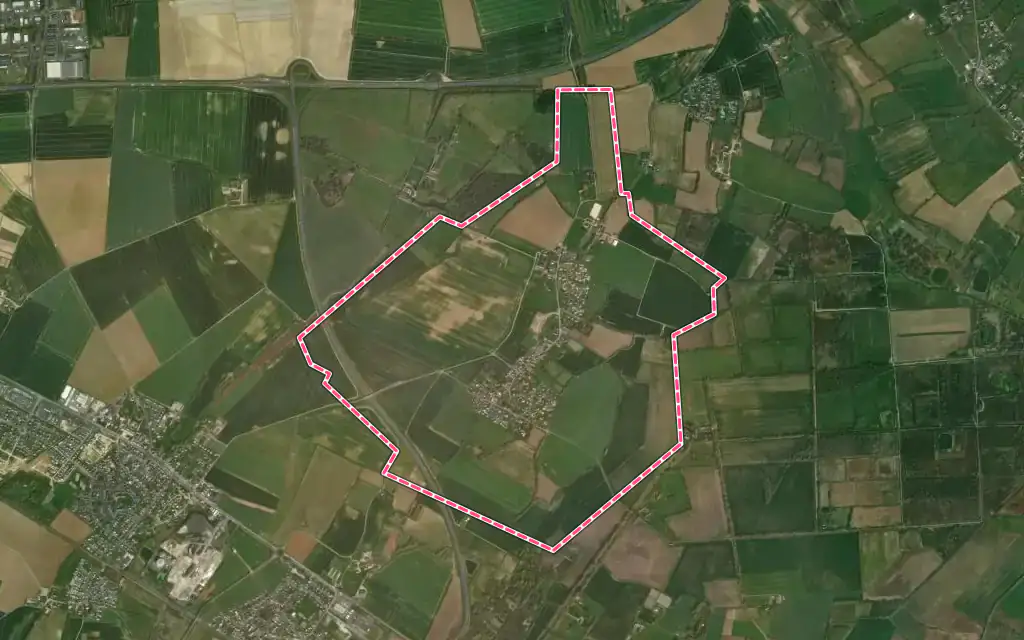 Vue satellite de Émiéville avec ses contours administratifs