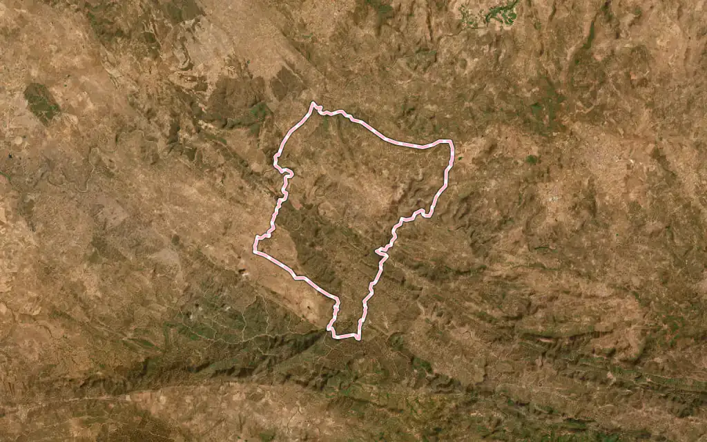 Vista satélite de Encinasola con su contorno administrativo