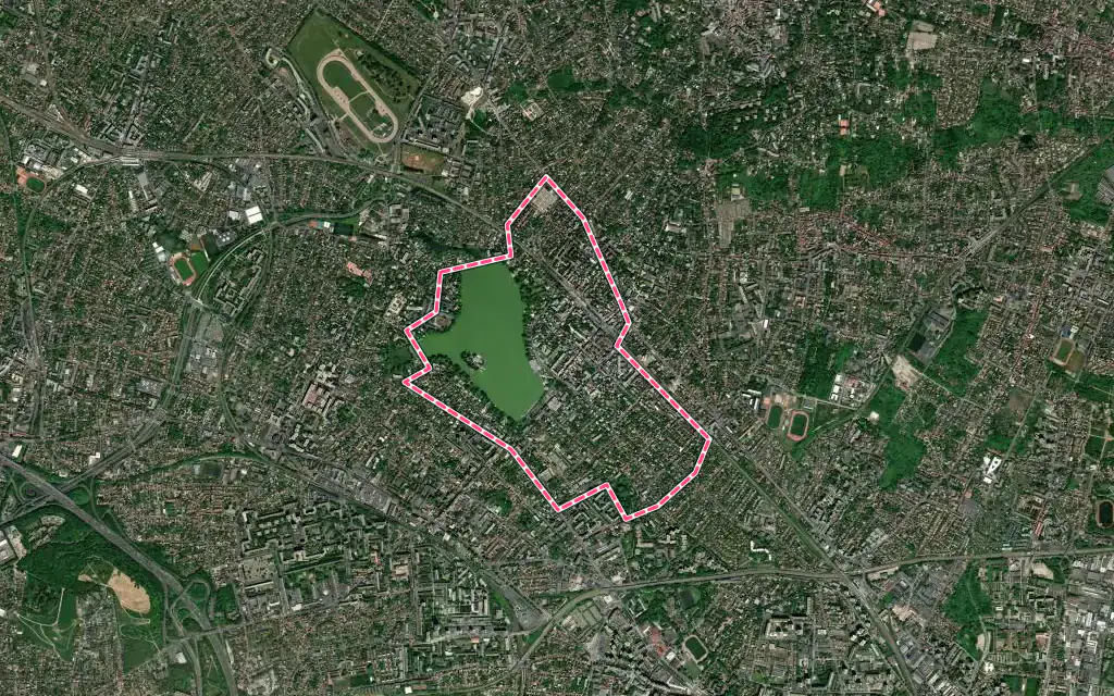 Vue satellite de Enghien-les-Bains avec ses contours administratifs