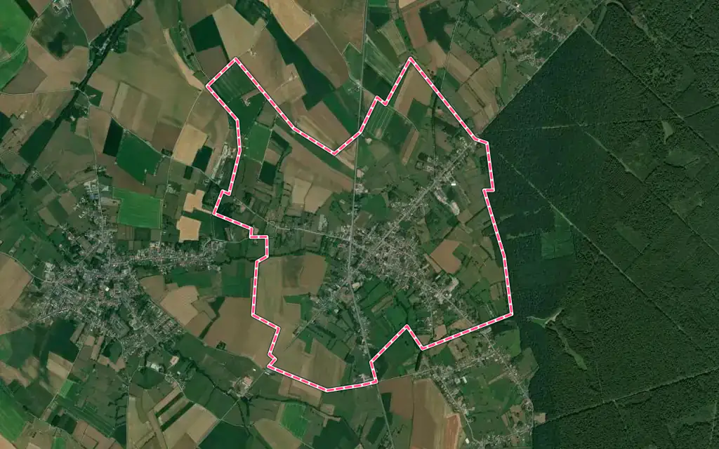 Vue satellite de Englefontaine avec ses contours administratifs