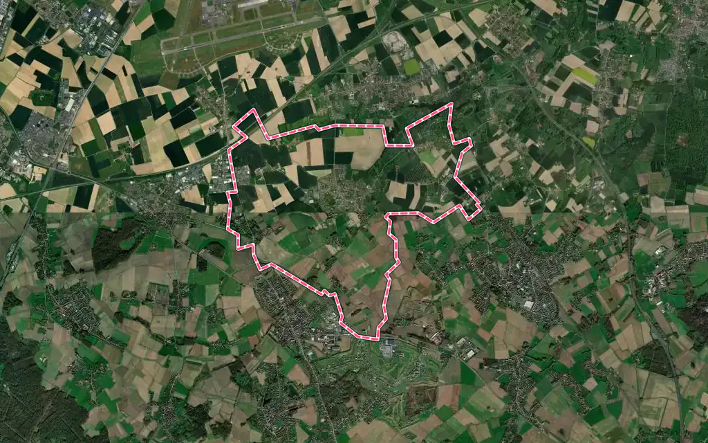 Vue satellite de Ennevelin avec ses contours administratifs