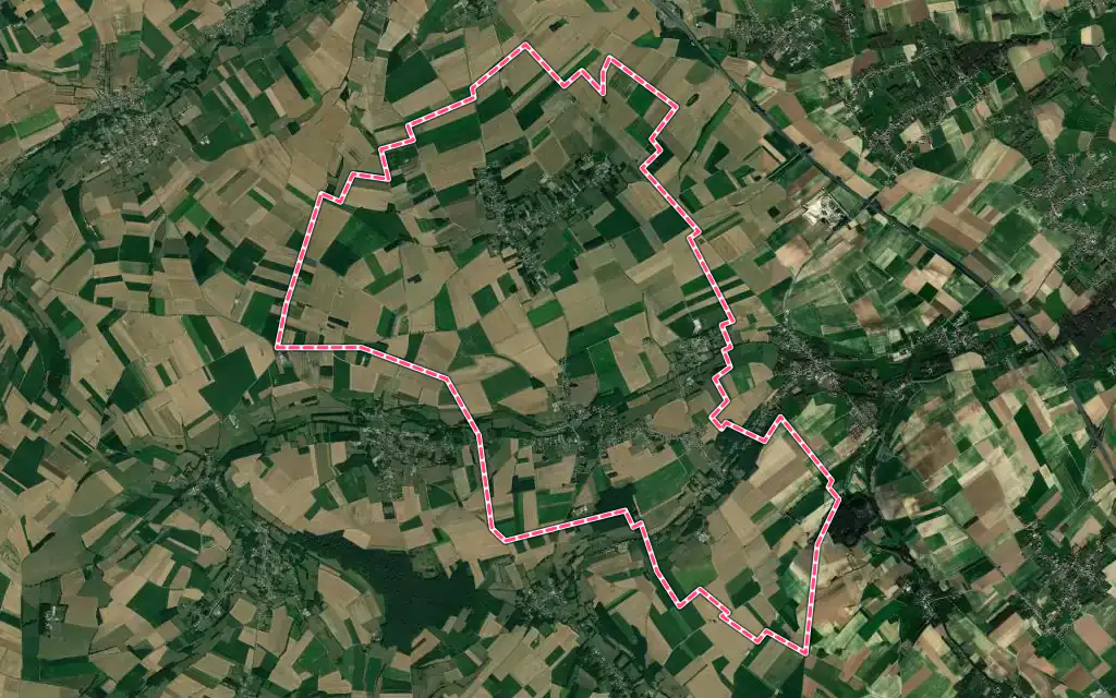 Vue satellite de Enquin-lez-Guinegatte avec ses contours administratifs
