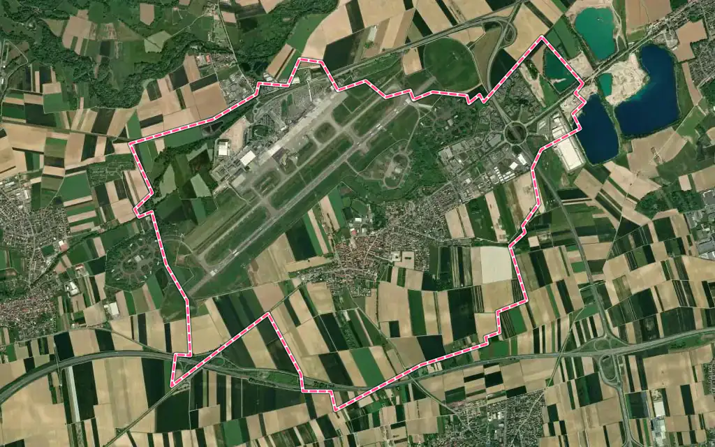 Vue satellite de Entzheim avec ses contours administratifs