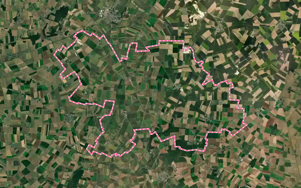 Vue satellite de Éole-en-Beauce avec ses contours administratifs