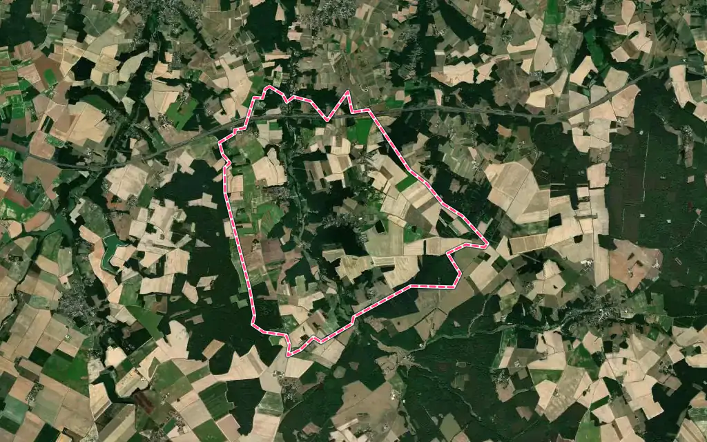 Vue satellite de Épeigné-les-Bois avec ses contours administratifs