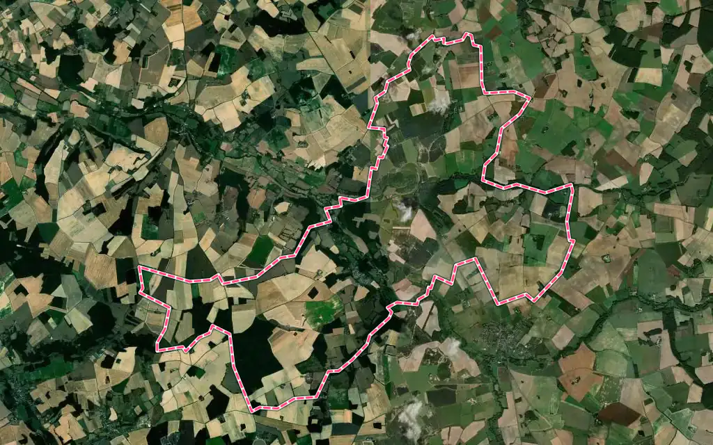 Vue satellite de Épeigné-sur-Dême avec ses contours administratifs
