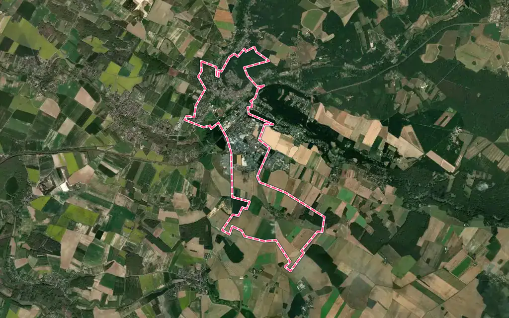 Vue satellite de Épernon avec ses contours administratifs