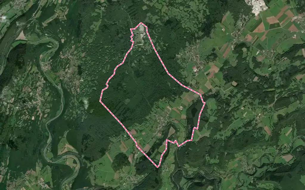 Vue satellite de Épeugney avec ses contours administratifs