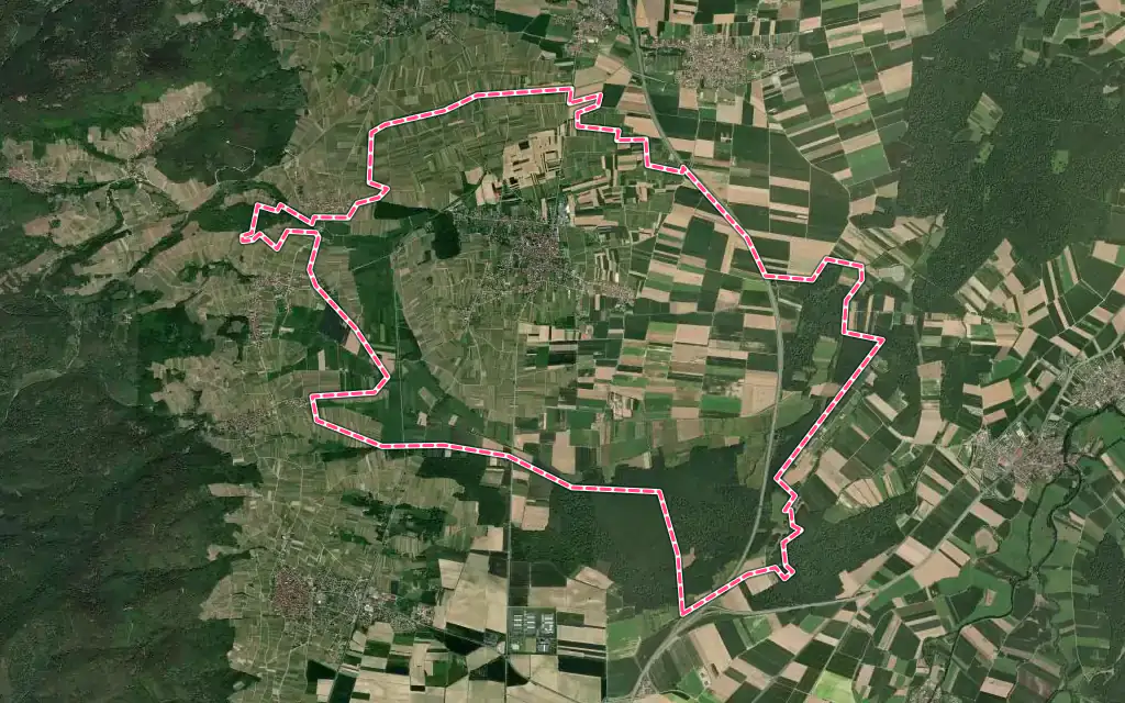Vue satellite de Epfig avec ses contours administratifs