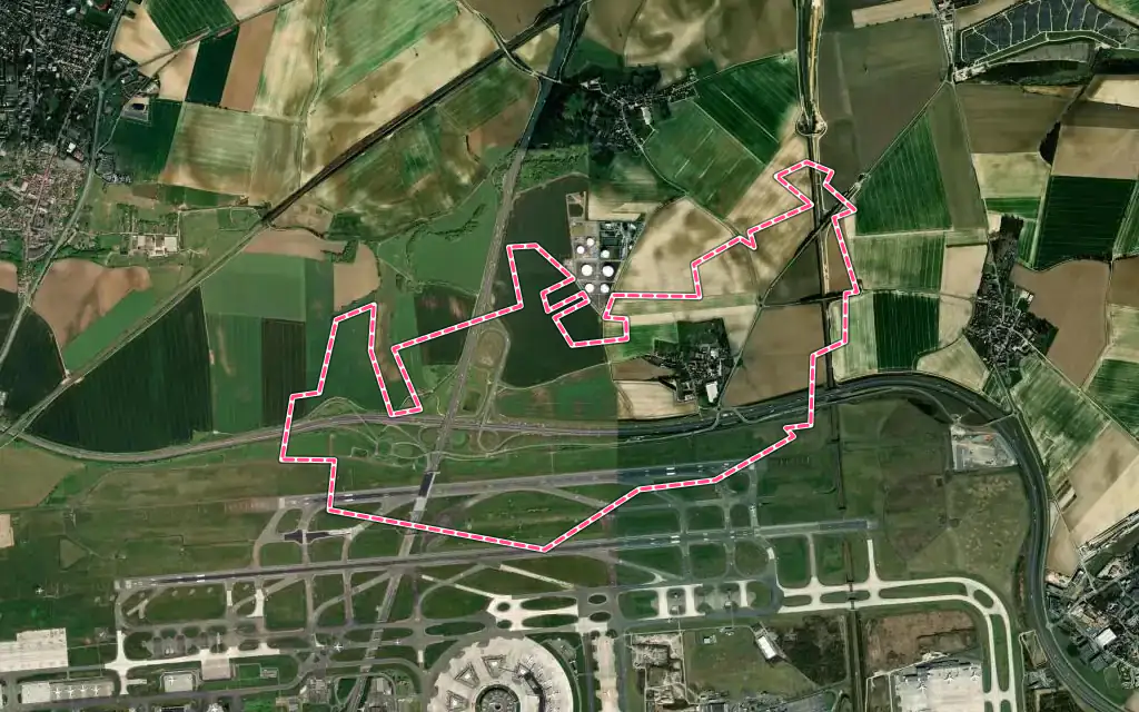 Vue satellite de Épiais-lès-Louvres avec ses contours administratifs