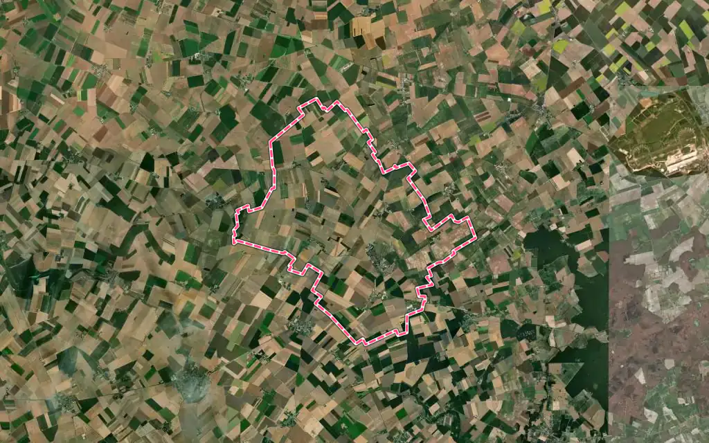 Vue satellite de Épieds-en-Beauce avec ses contours administratifs