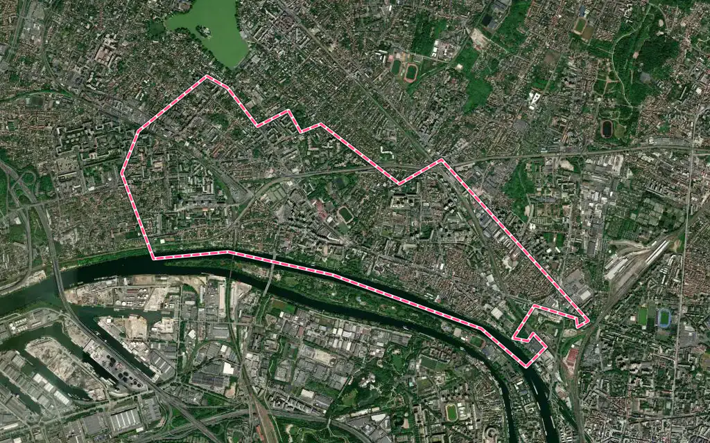 Vue satellite de Épinay-sur-Seine avec ses contours administratifs