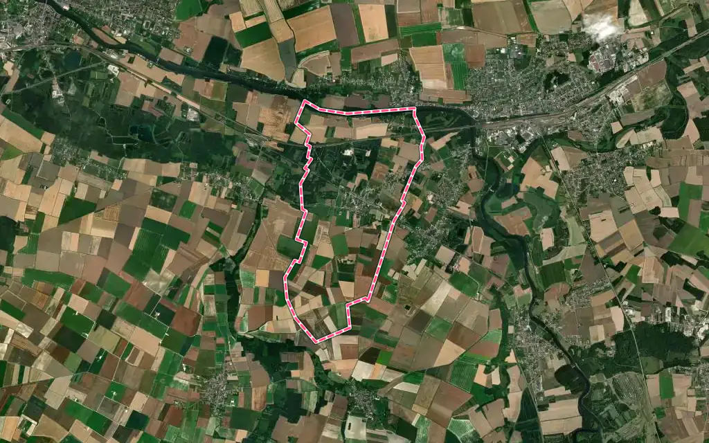 Vue satellite de Épineau-les-Voves avec ses contours administratifs