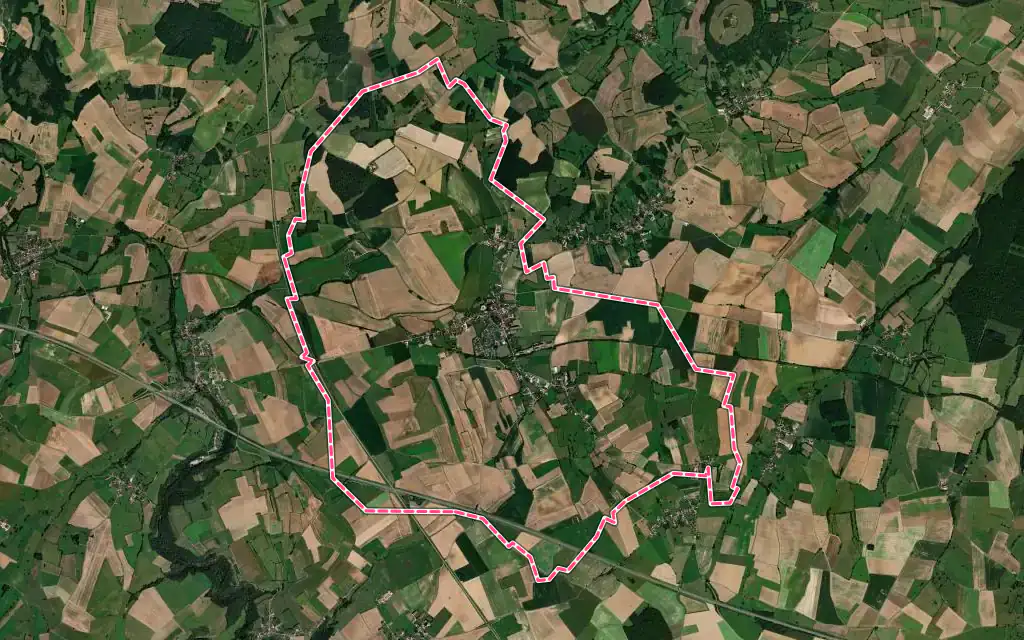 Vue satellite de Époisses avec ses contours administratifs