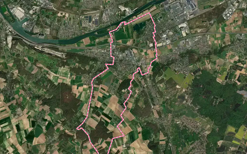 Vue satellite de Épône avec ses contours administratifs