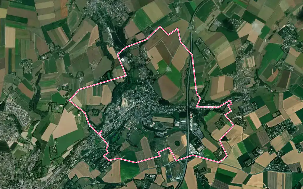 Vue satellite de Épouville avec ses contours administratifs