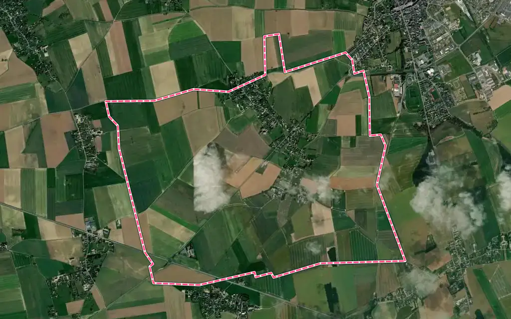 Vue satellite de Épreville-près-le-Neubourg avec ses contours administratifs